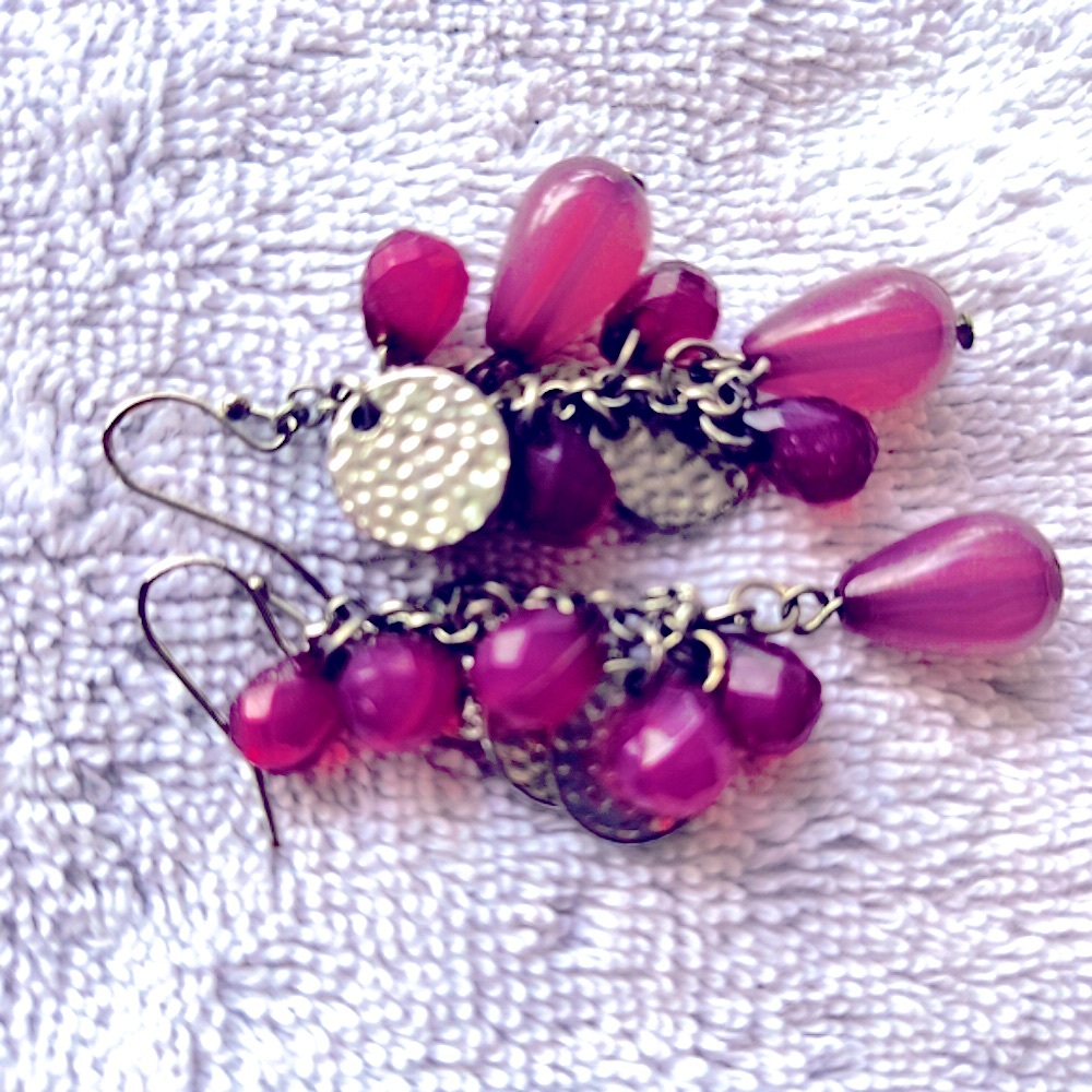 🍇Purple Grape Cluster & Silver Charm Earrings 🍇